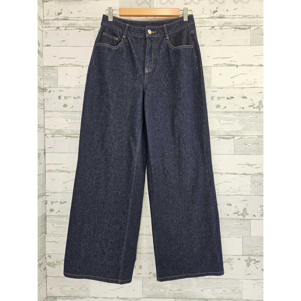 Halara Womens Wide Leg High Waisted Denim Jeans Indigo Blue Size S Regular